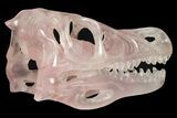 Carved Rose Quartz Dinosaur Skull - Roar! #227041-6
